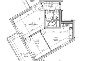 Prodej, byt 2+kk 64,15 m2 + terasa 12,84 m2 + balkón 3,75 m2, Residence Kutná Hora