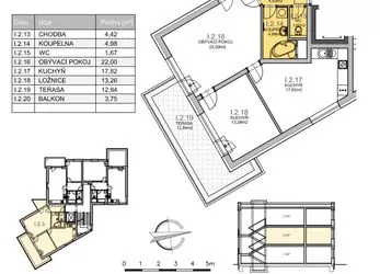 Prodej, byt 3+kk 64,15 m2 + terasa + balkón + sklep, Residence Kutná Hora