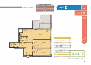 Prodej bytu 3+kk, 88,6m2, s terasou 22,8 m2, Horoměřice