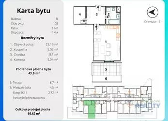 Prodej bytu 1+kk 43.9 m²