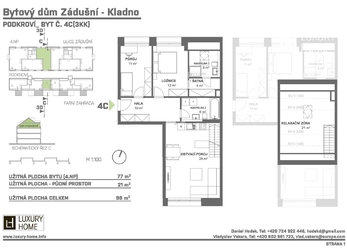 Prodej podkrovního bytu 3+KK 98 m2, Kladno, Residence U zámecké zahrady