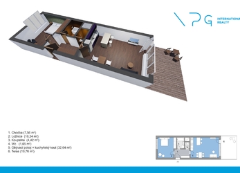 Prodej bytu 2+kk s terasou, 87 m2, Praha - Holešovice, ul. U Uranie