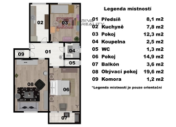 Prodej bytu 3+1 68 m2 s balkonem, Veslařská, Brno - Jundrov