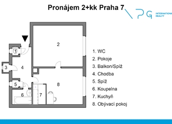 Pronájem bytu 2+kk, 54,8 m², Praha 7, ul. Na Maninách