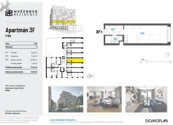 Pronájem bytu novostavby 1+kk, 32 m2, ul. Hvězdová, Brno