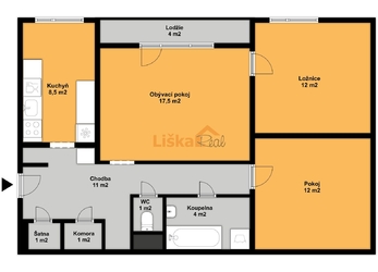 Prodej prosvětleného bytu 3+1 (74 m2), ul. Labská, Brno-Starý Lískovec