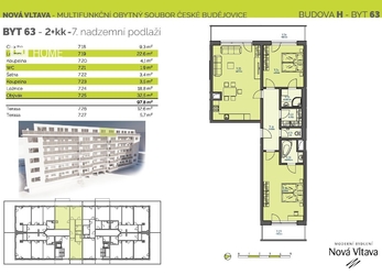 Prodej bytu 3+kk s výhledem o velikosti 97,8 m2 se dvěma terasami 18,3 m2, Nová Vltava 3. etapa