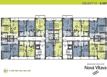 Prodej bytu 1+kk o velikosti 42,64 m2 s balkonem, Moderní bydlení Nová Vltava 3. etapa