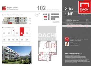 Prodej novostavby byt 102 F2  2+kk 45,7m s terasou 38,5m, Olomouc, Bytové domy Na Šibeníku II.etapa