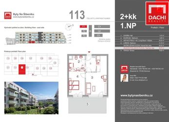 Prodej novostavby byt 113 F1  2+kk 49,70 ms terasou 19,60m, Olomouc, Bytové domy Na Šibeníku II. eta