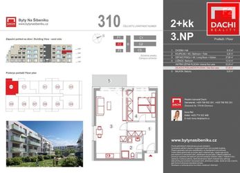 Prodej novostavby byt 310 F2   2+kk 57,40 m s balkonem 6m, Olomouc, Bytové domy Na Šibeníku II. etap