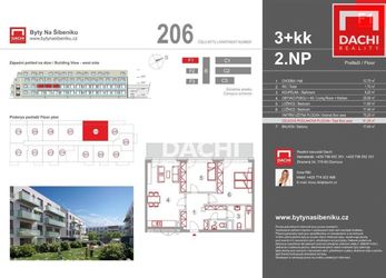 Prodej novostavby byt 206 F1  3+kk 81,50 m s balkonem 17,40m, Olomouc, Bytové domy Na Šibeníku II.et