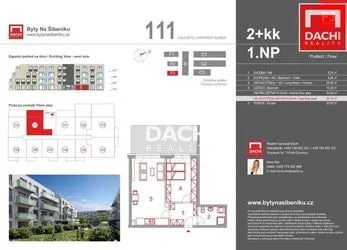 Prodej novostavby byt 111 F3  2+kk 58,10m s terasou 20,6m, Olomouc, Bytové domy Na Šibeníku II.etapa