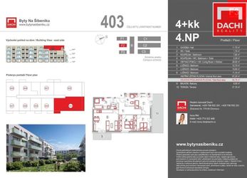 Prodej novostavby byt 403 F3  4+kk 94,70m s balkonem i terasou 27,10m, Olomouc, Bytové domy Na Šiben