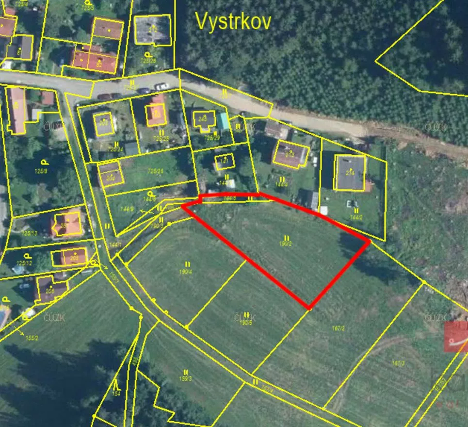 Prodej stavebního pozemku, 1457 m², Vystrkov u Humpolce, okres Pelhřimov