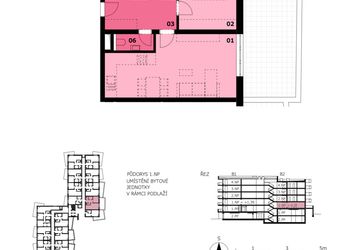 Družstevní byt 2+kk, 60,06 m2 + terasa 20,66 m2, Residence Růžák budova B