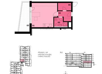 Družstevní ateliér 1+kk, 36,8 m2 + balkón 10,23, Residence Růžák budova B