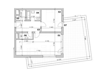 Družstevní byt 2+kk, 60,36 m2 + terasa 36,49 m2, Residence Růžák budova B