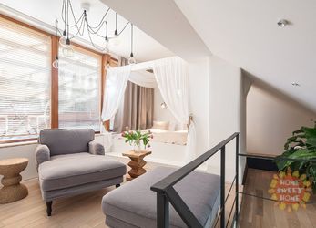 Luxusní zařízený byt 1+1 k pronájmu (38m2), terasa, Residence Holečkova, bez provize