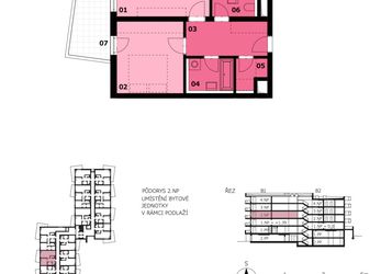 Družstevní byt 2+kk, 60,64 m2 + balkón 10,84 m2, Residence Růžák budova B