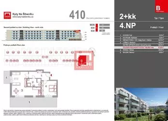 Prodej novostavby bytu B.410 – 2+kk  61,8m² s terasou 33m², Olomouc, Byty Na Šibeníku II.etapa