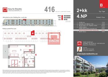 Prodej novostavby bytu B.416 –  2+kk 46,40m² s balkonem 6,20m², Olomouc, Byty Na Šibeníku II.etapa