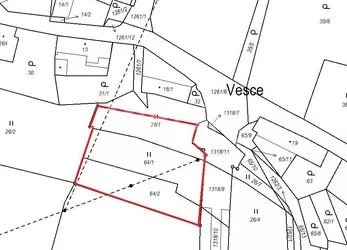 Týn nad Vltavou - část obce Vesce, prodej pozemku o výměře cca 1.300 m2 okr. České Budějovice.