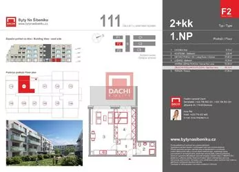 Prodej novostavby bytu F2.111  – 2+kk 58,10 m² s terasou 21m² , Olomouc, Byty Na Šibeníku II.etapa