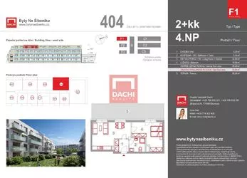 Prodej novostavby bytu F1.404 – 2+kk 53,60m² s terasou 28m², Olomouc, Byty Na Šibeníku II.etapa