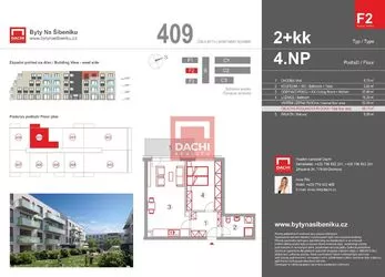 Prodej novostavby bytu F2.409 –  2+kk 58,10m²s balkonem 6m², Olomouc, Byty Na Šibeníku II. etapa