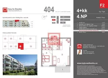 Prodej novostavby bytu F2.404 – 2+kk 54,7m² s balkonem 6m², Olomouc, Byty Na Šibeníku II. etapa