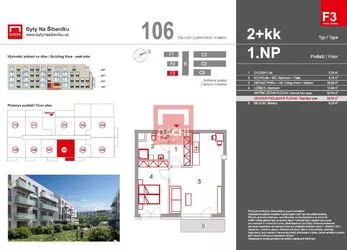 Prodej novostavby bytu F3.106 – 2+kk 54,7m² s balkonem 6m², Olomouc, Byty Na Šibeníku II. etapa
