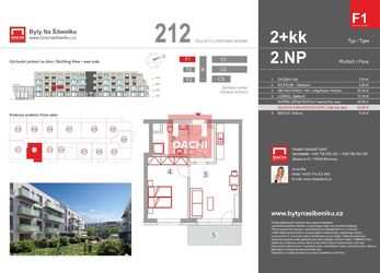Prodej novostavby bytu F1.212 – 2+kk 49,80m² s balkonem 6,40m², Olomouc, Byty Na Šibeníku II. etapa