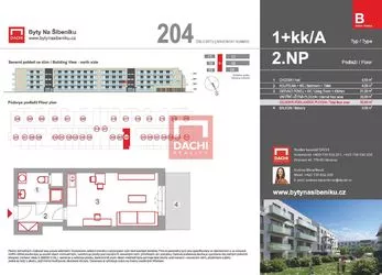 Prodej ateliéru B.204 – 1+kk  32,80m² s balkonem 5,60m², Olomouc, Byty Na Šibeníku II.etapa