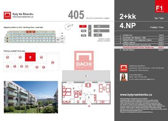 Prodej novostavby bytu F1.405 – 2+kk 52,40 m² s terasou 26,80 m², Olomouc, Byty Na Šibeníku II.etapa