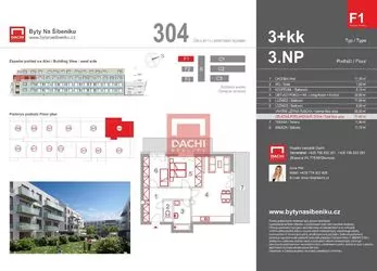 Prodej novostavby bytu F1.304 – 3+kk 71,40 m² s balkonem i s terasou, Byty Na Šibeníku II.etapa