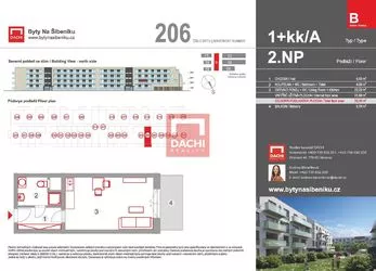 Prodej ateliéru B.206 – 1+kk  33,30m² s balkonem 5,70m², Olomouc, Byty Na Šibeníku II.etapa