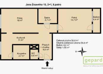 Prodej bytu 2+1, 58,8 m²