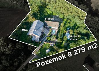Prodej vojenského mlýna Uhlíkov  -  720 m2, s víceúčelovou stodolou, pozemek 8 279 m2, Kšely