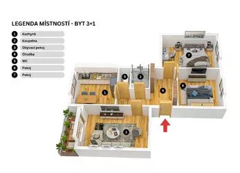 Prodej bytu 3+1,  74m2, Na Studánkách, Jaroměř