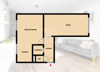 Prodej bytu o dispozici 2+kk s celkovou užitnou plochou 59 m²