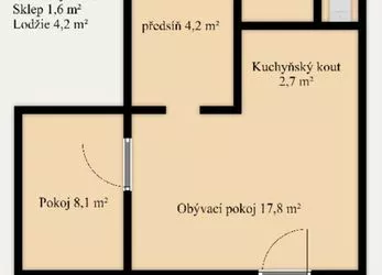 Prodej bytu 2+KK, 43 m² + sklep a lodžie