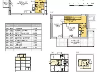 Prodej, mezonet 3+kk 81,19 m2 + balkón + terasa + sklep + kryté parkování, Residence Kutná Hora