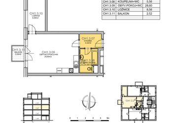 Prodej, byt 2+kk 47,14 m2 + balkón 2,52 m2, Residence Kutná Hora