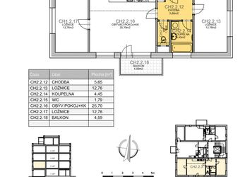 Prodej, byt 3+kk 63,11 m2 + balkón 4,59 m2, Residence Kutná Hora