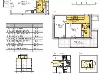 Prodej, mezonetu 3+kk 81,19 m2 + balkón + terasa + sklep + kryté parkování, Residence Kutná Hora