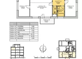 Prodej, byt 3+kk 63,11 m2 + balkón + sklep + parkování , Residence Kutná Hora