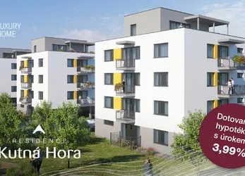 Prodej, byt 2+kk 53,42 m2, balkón 1-  4,62 m2 + balkón 2 - 12,37 m2 + sklep, Residence Kutná Hora